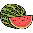 half, watermelon, fruit, berry