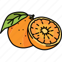 half, orange, citrus, tropical