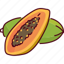 half, papaya, fruit