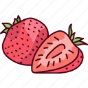 half, strawberry, fruit, berry