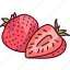 half, strawberry, fruit, berry 