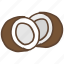 coconut, fat, food, healthy, saturated, seed, shell 