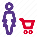 single, woman, cart, trolley
