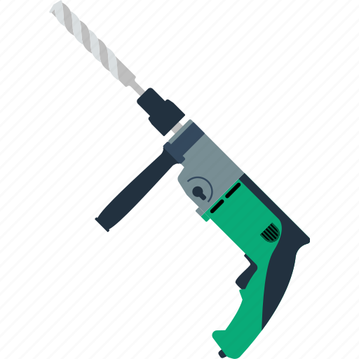 Drill, electric, flat, hammer, perforator, puncher, tool icon - Download on Iconfinder