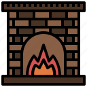 chimney, fireplace, living, room, warm, winter 