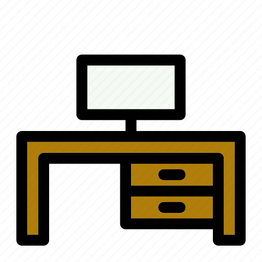 Computer, desk, furniture, table, wooden icon - Download on Iconfinder