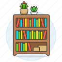 book, books, bookshelf, furniture, objects, plant, pot, shelf, succulent