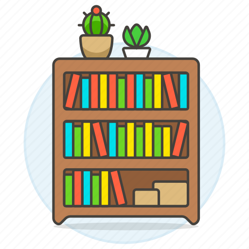Book, books, bookshelf, furniture, objects, plant, pot icon - Download on Iconfinder
