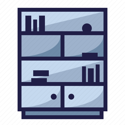 Bookcase, bookshelf, furnishing, furniture, home living, household, library icon - Download on Iconfinder