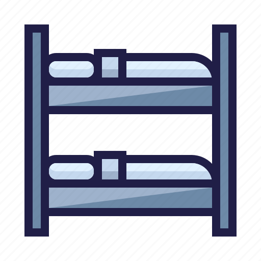 Bunk bed, dormitory, furnishing, furniture, home living, hostel, household icon - Download on Iconfinder