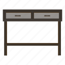 desk, drawer, furniture, table