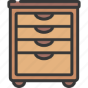 four, drawers, unit, household, home, wood