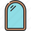 rounded, top, mirror, household, home, reflective 