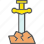 arthur, excalibur, king, knight, stone, sword, weapon 