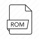 .rom, read only memory, rom document, rom file, rom file icon, rom icon, video game cartridge file 