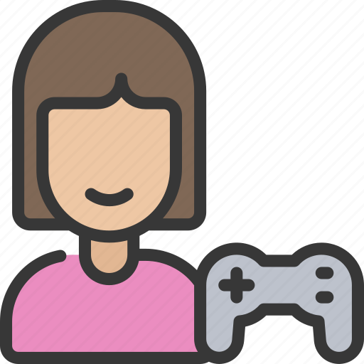 Gamer, girl, gaming, avatar, user, person, female icon - Download on Iconfinder
