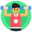gym person, bodybuilder, weightlifter, muscle man, workout 