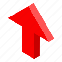 arrow, cartoon, isometric, motion, perspective, red, up
