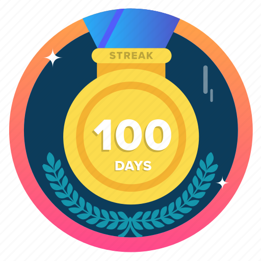 100days, 100ds, award, badge, challenge, goal, medal icon - Download on Iconfinder