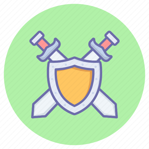 Defend, fight, game, gaming, knight, shield, swords icon - Download on Iconfinder