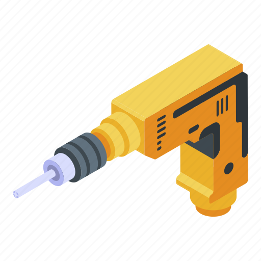 Cartoon, construction, drill, isometric, power, tool, work icon - Download on Iconfinder