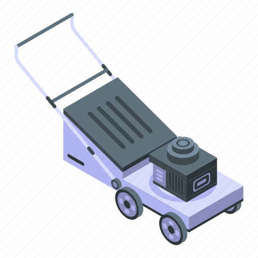 Cartoon, isometric, lawn, mower, mowing, shot, tool icon - Download on Iconfinder