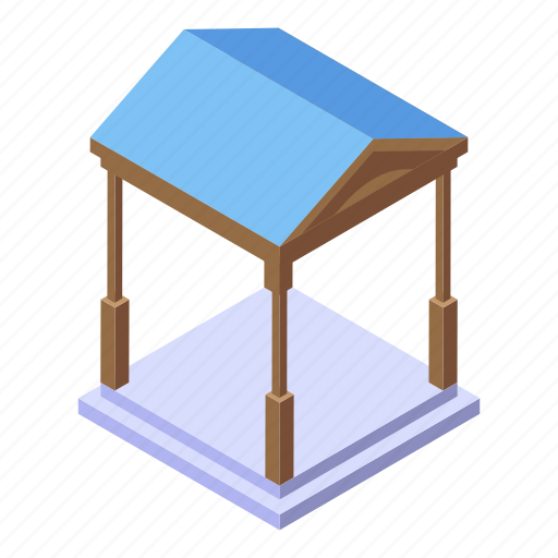 Cartoon, flower, gazebo, house, isometric, silhouette, wood icon - Download on Iconfinder