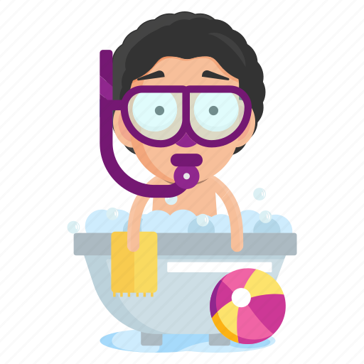 Bath, emoji, emoticon, geek, male, man, sticker icon - Download on Iconfinder