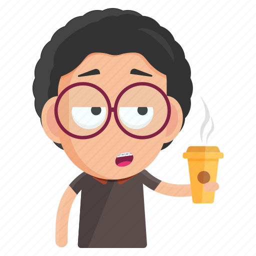 Coffee, emoji, emoticon, geek, male, man, sticker icon - Download on Iconfinder