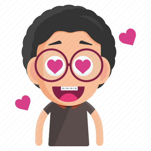 Emoji, emoticon, geek, love, male, man, sticker icon - Download on Iconfinder