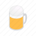 alcohol, beer, beverage, drink, isometric, lager, mug