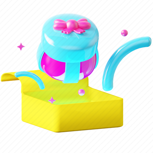 Surprise gift, gift-box, party, birthday, present, christmas, decoration 3D illustration - Download on Iconfinder