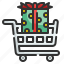 cart, giftbox, birthday, shopping, christmas, package, present 