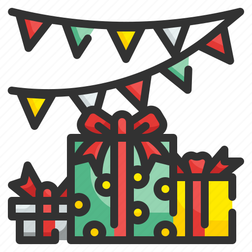 Garland, giftbox, celebration, party, birthday, decoration, flags icon - Download on Iconfinder