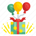 balloon, box, gift, birthday, present, christmas, surprise