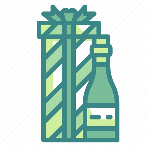 Wine, giftbox, party, birthday, celebration, beverage, bottle icon - Download on Iconfinder