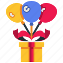 ballons, gift, box, send, floating, present