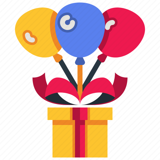 Ballons, gift, box, send, floating, present icon - Download on Iconfinder