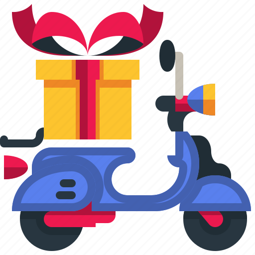 Delivery, bike, motorcycle, gift, transport icon - Download on Iconfinder