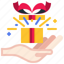 give, present, gift, hand, surprise