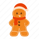 gingerbread, gingerbread man, food, celebration, christmas, happy, xmas, cookies, scarf