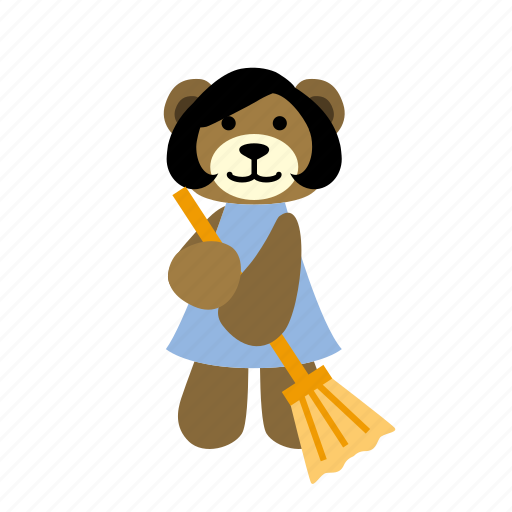 Bear, broom, character, clean, cute, hold, sweeps icon - Download on Iconfinder