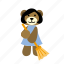 bear, broom, character, clean, cute, hold, sweeps 