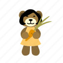 bear, carrot, cheerful, happy, harvest, hold, vegetable