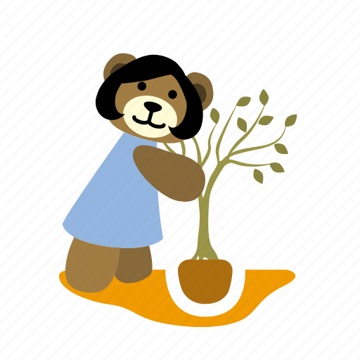 Bear, girl, hold, hole, plant, smile, tree icon - Download on Iconfinder