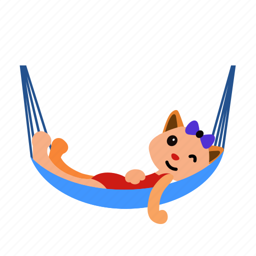 Cat, hammock, lay, rest, sleep, summer, vacation icon - Download on Iconfinder