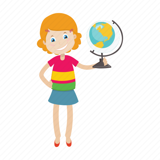 Geography, girl, globe, student icon - Download on Iconfinder