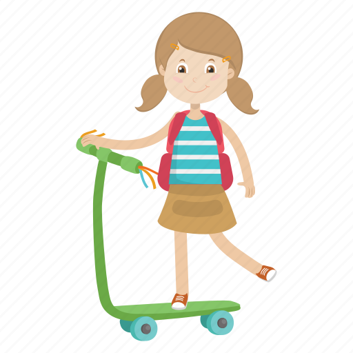 Girl, kid, play, riding, scooter icon - Download on Iconfinder