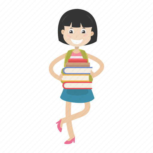 Books, girl, learning, student icon - Download on Iconfinder