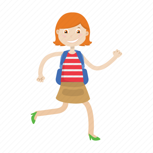 Girl, kid, running, student icon - Download on Iconfinder
